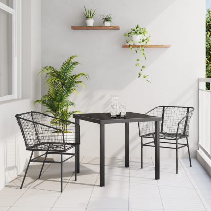 Set de Mobilier de Grădină 3 Piese Negru Poliratan GartenMobel Dekor