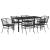 Set de dining pentru grădină cu 7 piese și perne, ratan negru GartenMobel Dekor