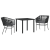 Set de dining pentru grădină cu 3 piese și perne Negru Poliratan GartenMobel Dekor