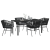 Set de dining pentru grădină , 5 piese, cu perne, rattan poli, negru GartenMobel Dekor