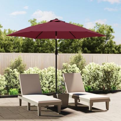 Umbrelă de soare cu LED-uri și stâlp oțel, roșu bordo, 300 cm GartenMobel Dekor