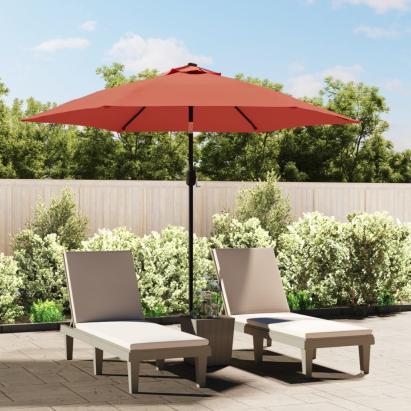 Umbrelă de soare cu LED-uri și stâlp oțel, cărămiziu, 300 cm GartenMobel Dekor