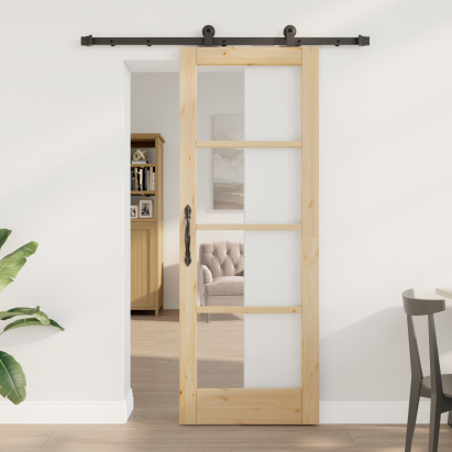 Ușa glisantă  cu set hardware 'ORKDAL'73.5x198.5 cm, Ușa interioară  cu sticlă 'ORKDAL'73.5x198.5x4 cm Lemn masiv GartenMobel Dekor