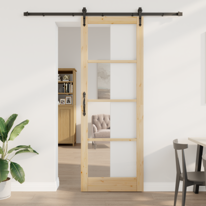 Ușa glisantă  cu set hardware 'ORKDAL'83x232 cm, Ușa de interior  cu sticlă 'ORKDAL'83x232x4 cm din lemn solid de pin GartenMobel Dekor