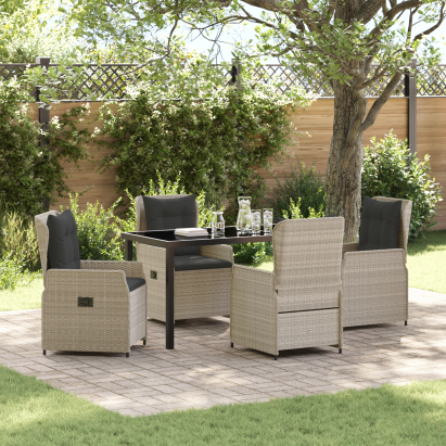 Set masă 5 piese grădină gri deschis ratan GartenMobel Dekor