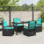 Set 5 piese masă grădină negru din ratan poli GartenMobel Dekor