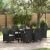 Set de dining de grădină de 7 piese cu perne Negru Rattan Poliester GartenMobel Dekor