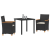 Set de dining pentru grădină 3 piese cu perne Negru Ratan Poli GartenMobel Dekor