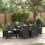 Set de Dining de Grădină 7 Piese cu Perne Rattan Poli Negru GartenMobel Dekor