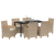 Set de dining pentru grădină cu 7 piese și perne bej din ratan poly GartenMobel Dekor