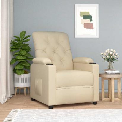 Fotoliu rabatabil, crem, material textil GartenMobel Dekor