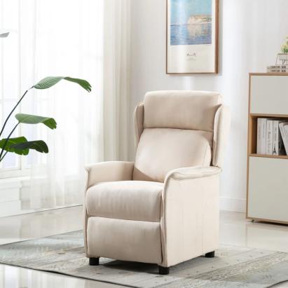 Scaun relaxant din material crem GartenMobel Dekor