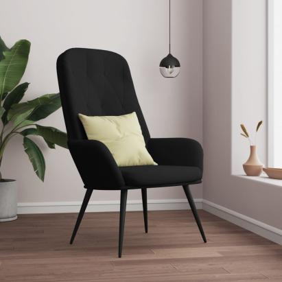 Scaun de relaxare, negru, catifea GartenMobel Dekor