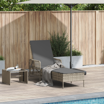 Șezlong pentru Soare Gri deschis Ratan PE 157 x 55 x 92 cm GartenMobel Dekor