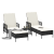 Set de Șezlonguri Set de 3 Negru și crem Ratan PE, metal Pliabil GartenMobel Dekor