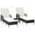 Set de Șezlonguri Set de 3 Negru și crem Ratan PE, metal Pliabil GartenMobel Dekor