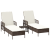 Set de șezlonguri Set de 3 Maro și alb crem rattan PE, metal GartenMobel Dekor