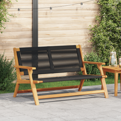 Bancă de grădină neagră 76x122x73 cm din lemn masiv de acacia GartenMobel Dekor