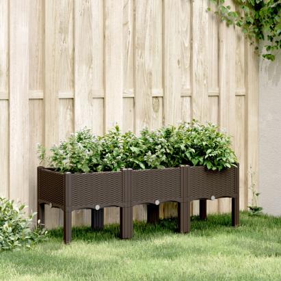 Jardinieră de grădină cu picioare, maro, 120x40x42 cm, PP GartenMobel Dekor