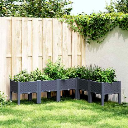 Jardinieră de grădină cu picioare, albastru gri, 160x120x42 cm, PP GartenMobel Dekor