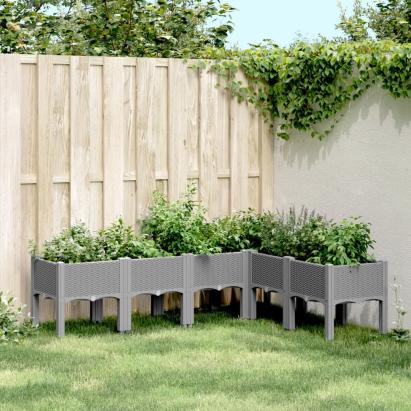 Jardinieră de grădină cu picioare gri deschis 160x120x42 cm, PP GartenMobel Dekor