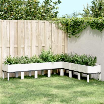 Jardinieră de grădină cu picioare, alb, 200x160x42 cm, PP GartenMobel Dekor