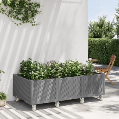 Jardinieră de grădină cu picioare, gri deschis, 150x80x54cm, PP GartenMobel Dekor