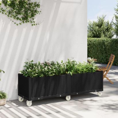 Jardinieră de grădină cu picioare, negru, 160x50x54 cm, PP GartenMobel Dekor