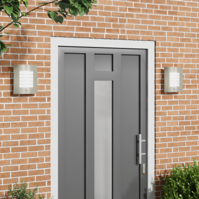 Luminile de perete cu senzor 2 buc Silver Oțel inoxidabil IP44 GartenMobel Dekor