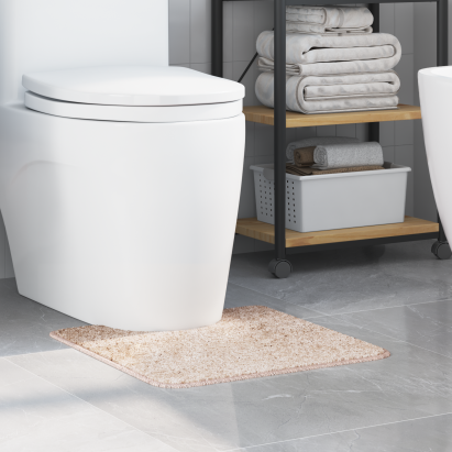 Covoraș de baie U-Forma Crem 50x50 cm Poliester Antiderapant GartenMobel Dekor