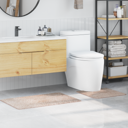 Set de 2 covorașe de baie crem poliester non-alunecos GartenMobel Dekor