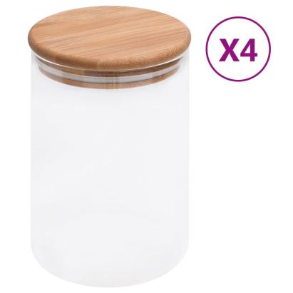 Borcane de depozitare din sticlă capac de bambus 4 buc. 800 ml GartenMobel Dekor