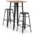Set mobilier de bar, 3 piese, negru, oțel GartenMobel Dekor