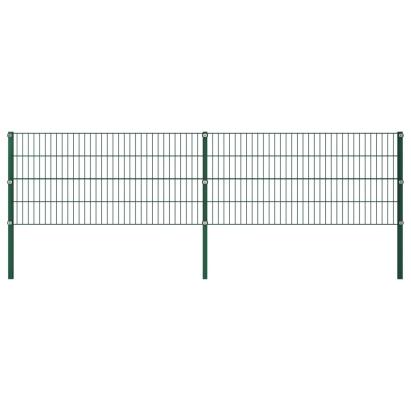 Panou de gard cu stâlpi, verde, 3,4, fier GartenMobel Dekor