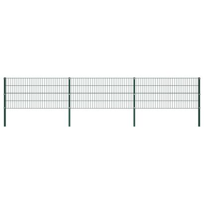 Panou de gard cu stâlpi, verde, 5,1 m, fier GartenMobel Dekor