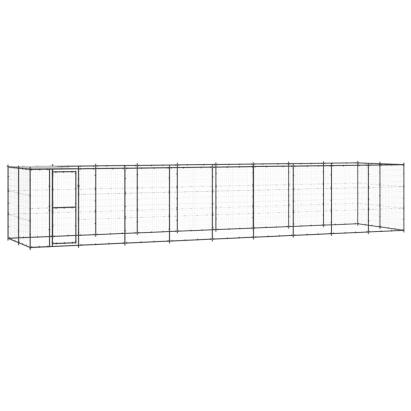 Padoc pentru câini de exterior cu acoperiș, 21,78 m², oțel GartenMobel Dekor