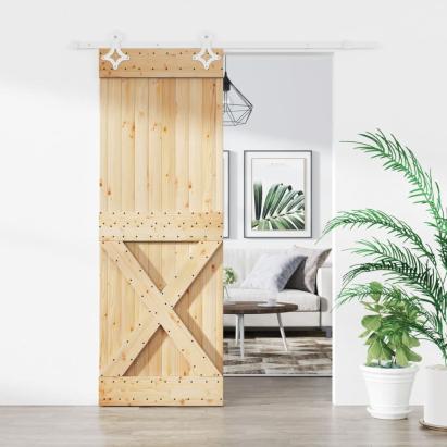 Ușă glisantă cu set de feronerie 85x210 cm, lemn masiv de pin GartenMobel Dekor