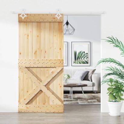 Ușă glisantă cu set de feronerie 95x210 cm, lemn masiv de pin GartenMobel Dekor