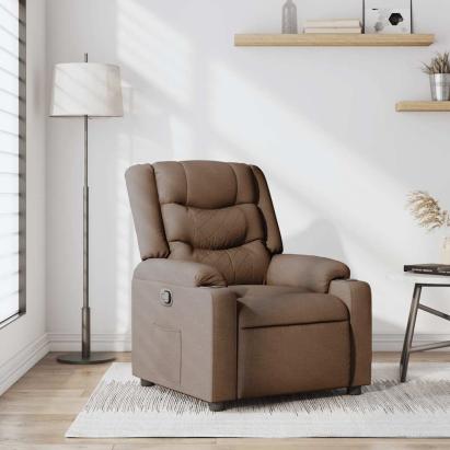 Fotoliu rabatabil, maro, material textil GartenMobel Dekor