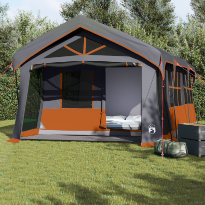 Cort Camping  cu Feronerie Gri și Portocalie pentru 10 Persoane, Impermeabil GartenMobel Dekor