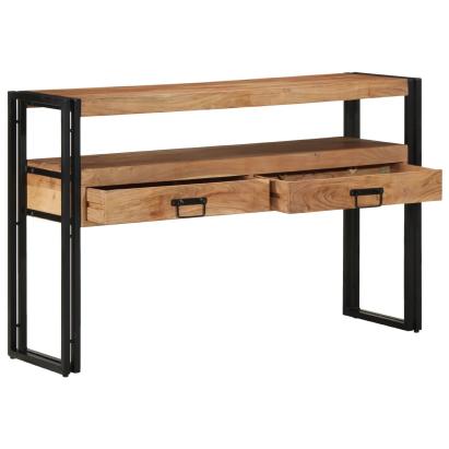 Mese de Finalizare Negru 120x33x75 cm Lemn Masiv de Acacia și Metal GartenMobel Dekor