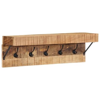 Cuier  cu raft montat pe perete din lemn masiv de mango și metal GartenMobel Dekor