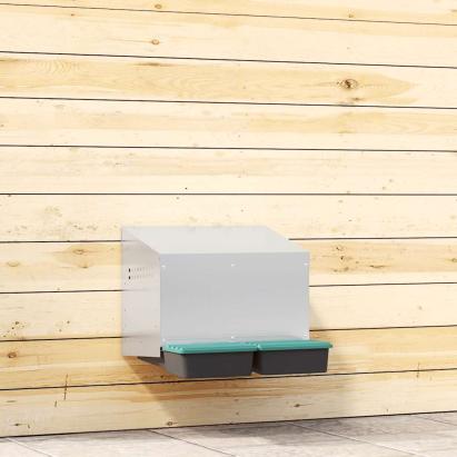 Cuibăr pentru găini cu 2 compartimente, montat pe perete, oțel galvanizat GartenMobel Dekor