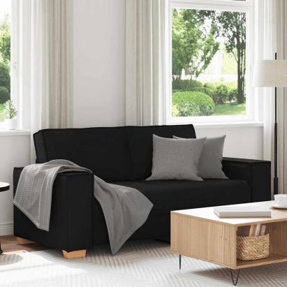 Canapea cu 2 locuri, neagră, 140 cm, material textil GartenMobel Dekor