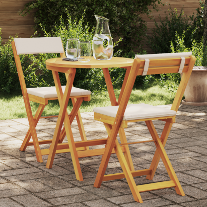 Set Bistro Pliabil cu Perne Lemn Solid de Acacia GartenMobel Dekor