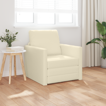 Canapea pat 2 în 1 crem 74x77x81 cm din piele sintetică GartenMobel Dekor