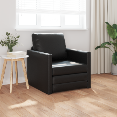 Fotoliul Floor Sofa Bed 2 în 1 Negru 74x77x81 cm Piele Artificială GartenMobel Dekor