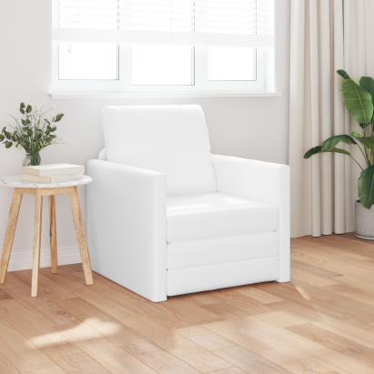 Sofa Pat De Podea 2-in-1 Alb 74x77x81 cm Piele Sintetică GartenMobel Dekor