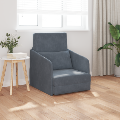 Canapea pat 2 în 1 gri închis 65x80x83 cm catifea GartenMobel Dekor