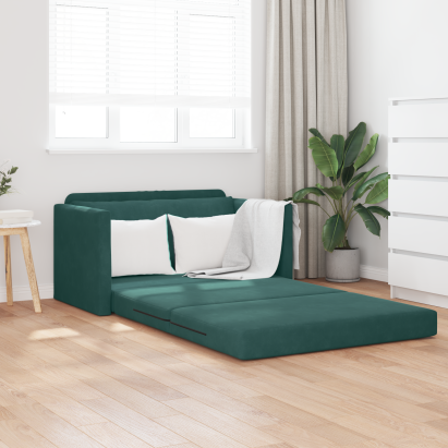 Canapea de podea 2 în 1 verde închis 124x204x61 cm catifea GartenMobel Dekor